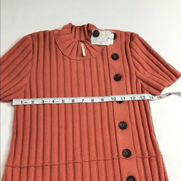 Free People Orange Lottie Rib Mini Dress New Size Small - Picture 6 of 10